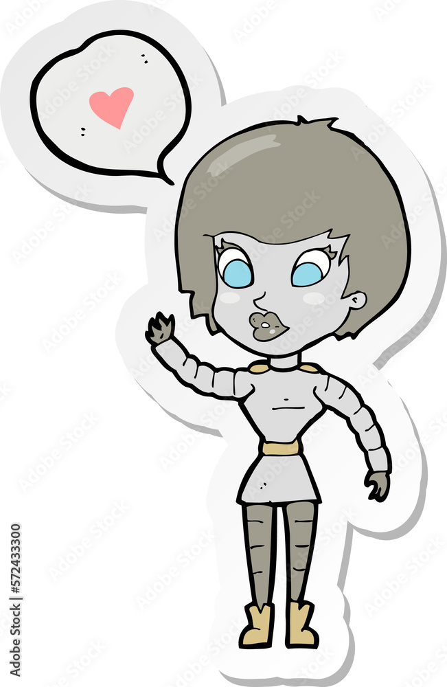 Obraz premium sticker of a cartoon robot woman