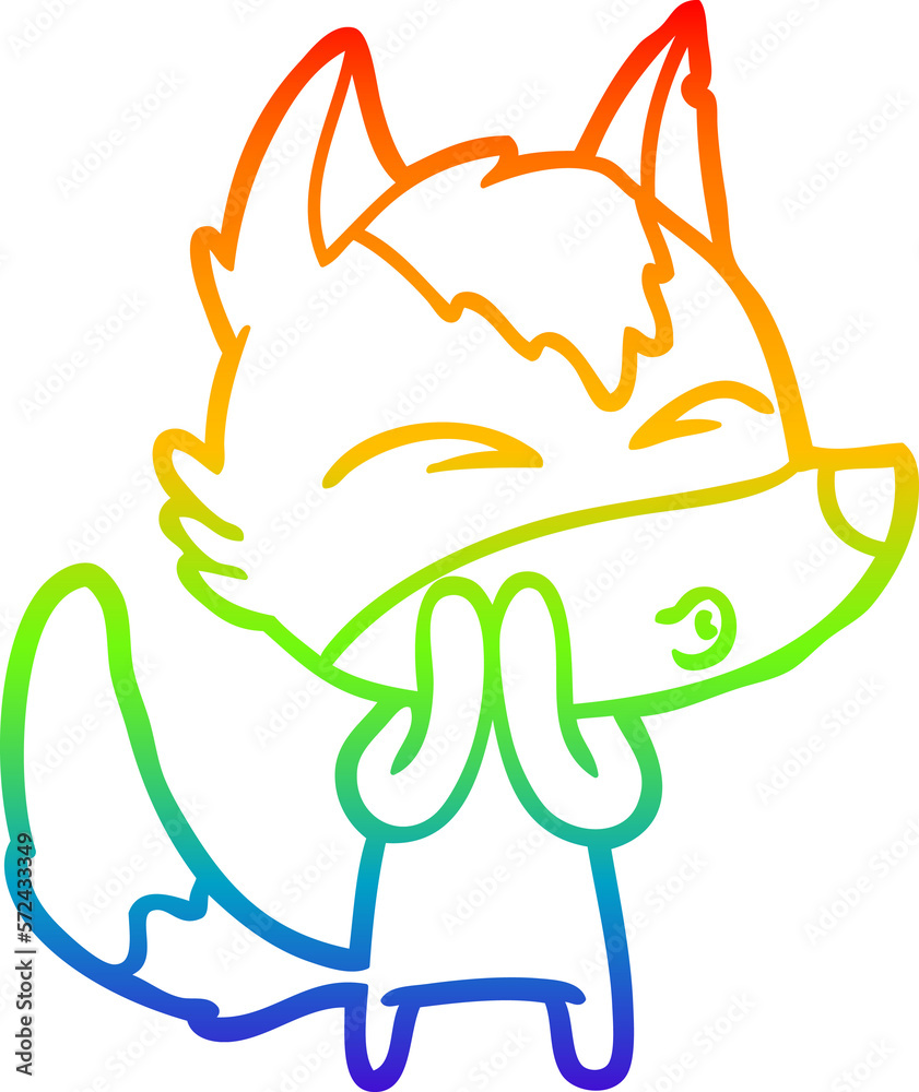 rainbow gradient line drawing cartoon wolf whistling rainbow gradient line drawing cartoon wolf whistling