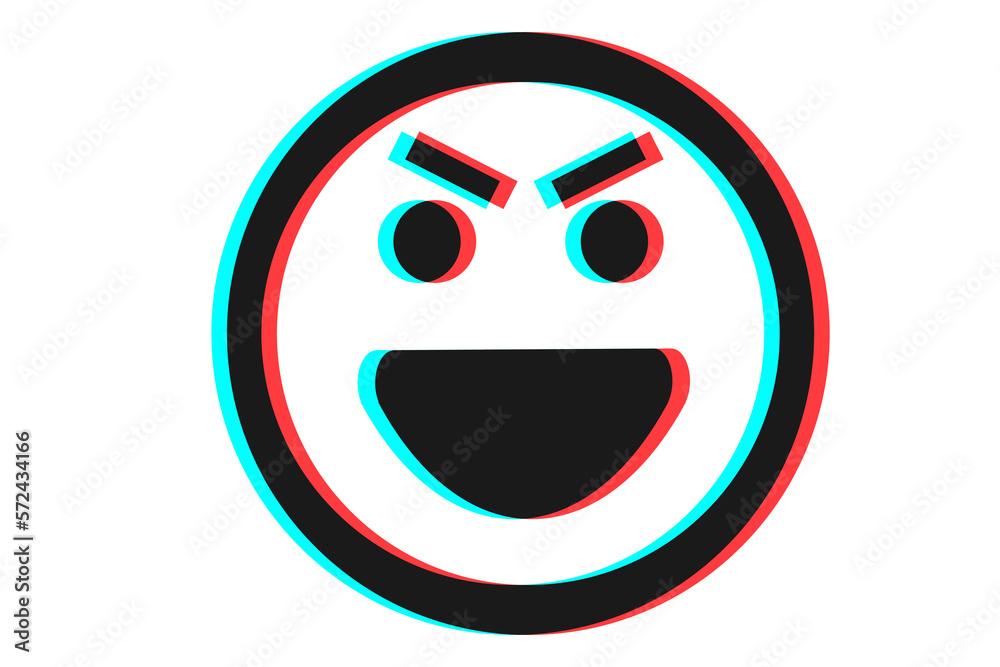 Smile icon Vector illustration in blue red and black colors