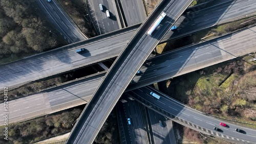 M1 and M25 UK Motorway Interchange Rush Hour Aerial View photo