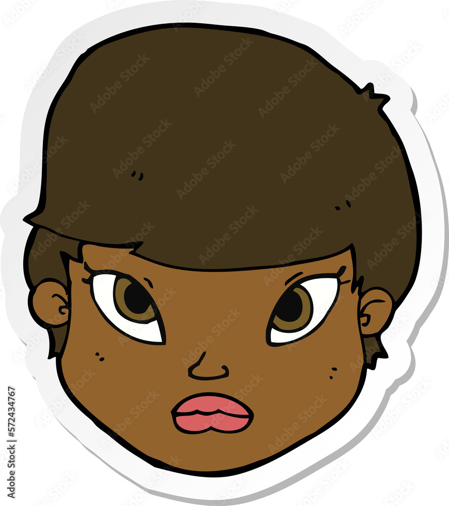 sticker of a cartoon serious face sticker of a cartoon serious face