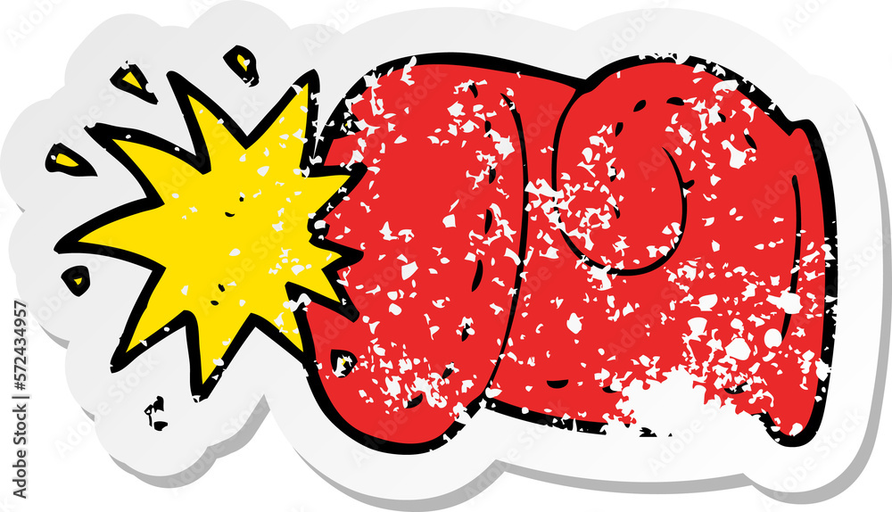 retro distressed sticker of a cartoon punch retro distressed sticker of a cartoon punch