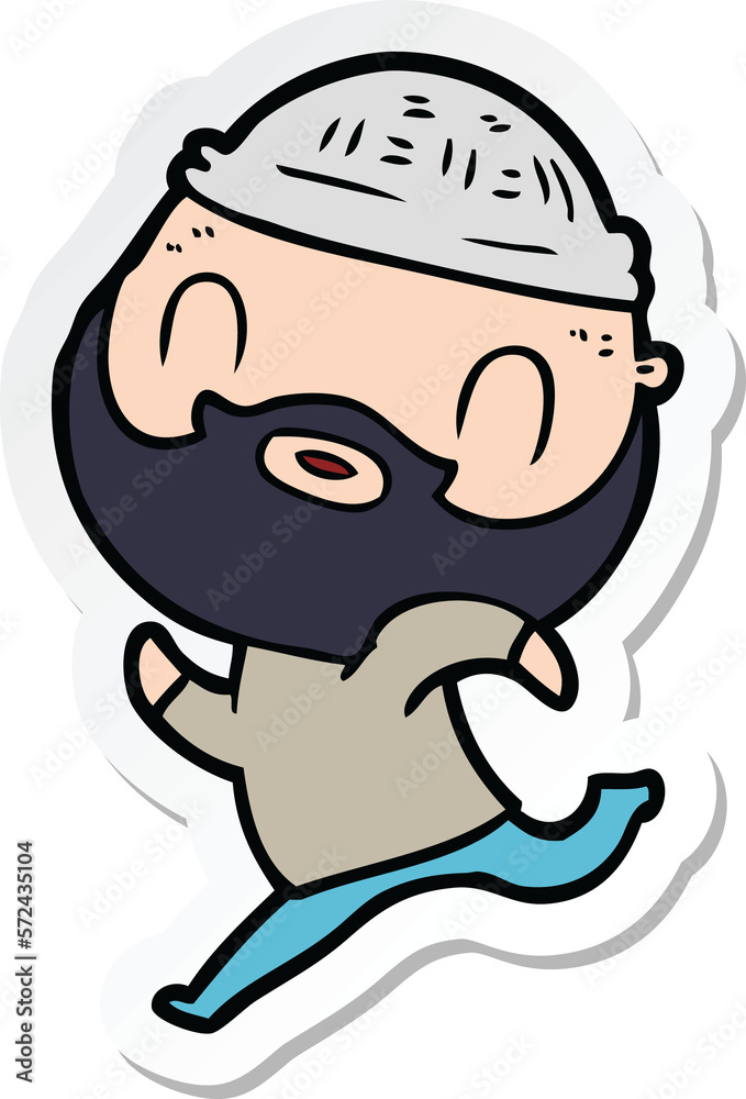 sticker of a cartoon bearded man