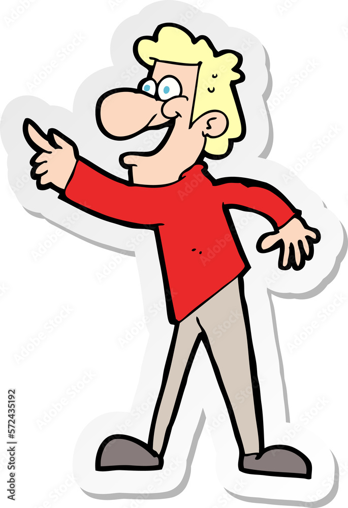 sticker of a cartoon man pointing and laughing sticker of a cartoon man pointing and laughing
