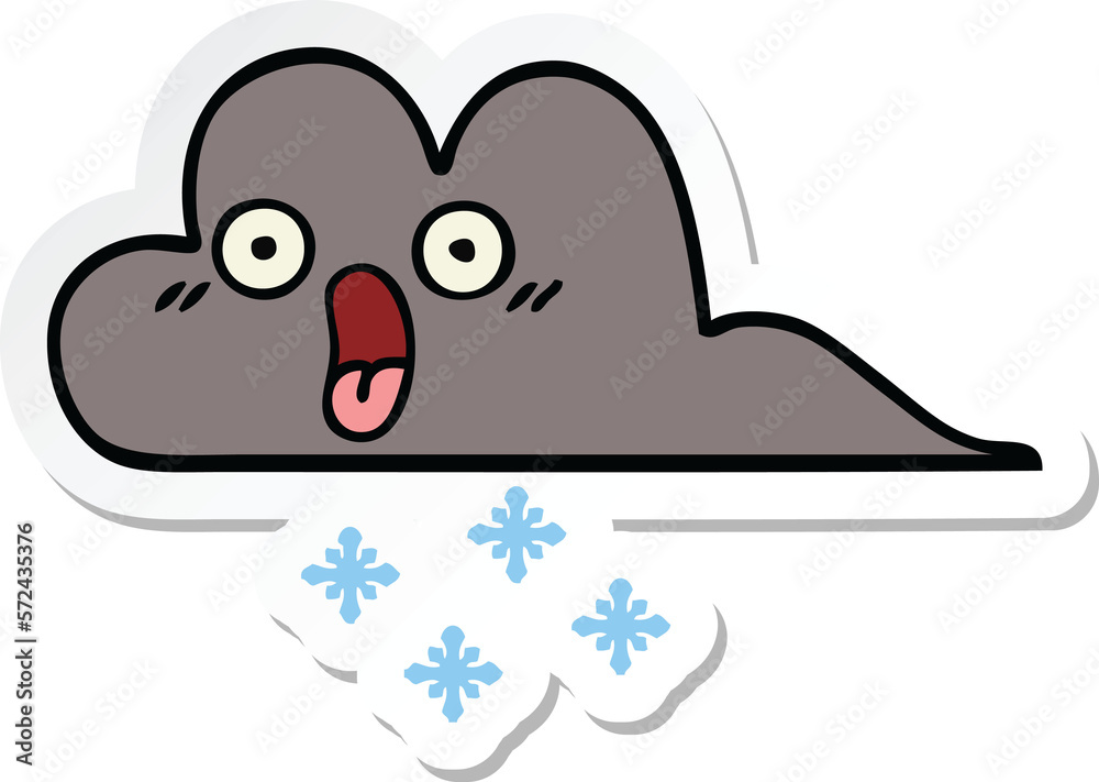 sticker of a cute cartoon storm snow cloud sticker of a cute cartoon storm snow cloud