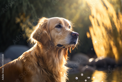 Golden retriever dog portrait on a sunny day in the park © Vlad S.