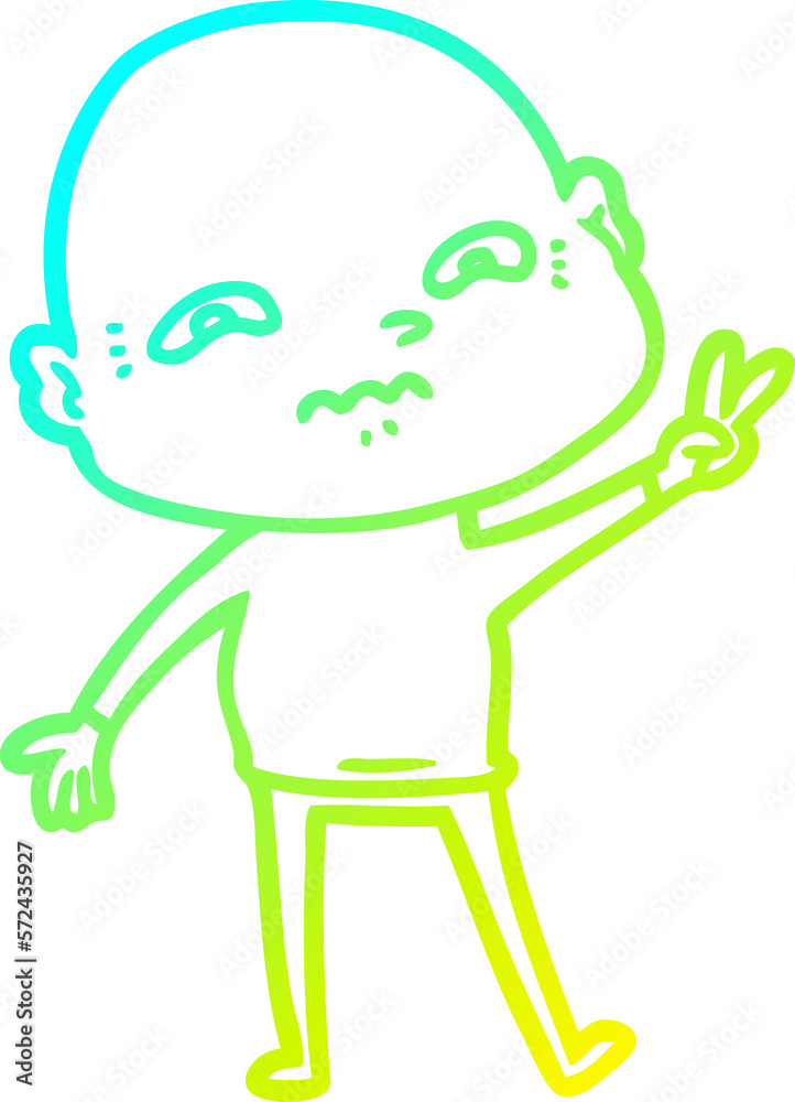 cold gradient line drawing cartoon nervous man cold gradient line drawing cartoon nervous man
