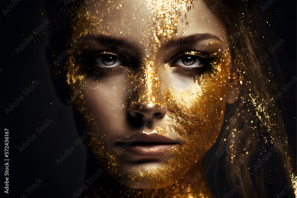 Glittery face with generative AI technology