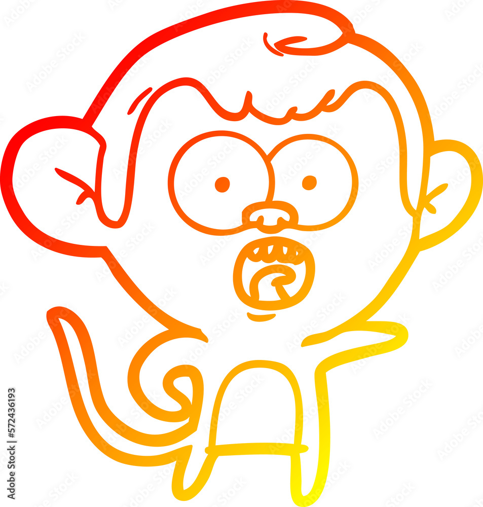 warm gradient line drawing cartoon shocked monkey warm gradient line drawing cartoon shocked monkey