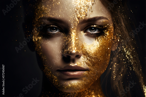 Glittery face with generative AI technology © RafaelBegue