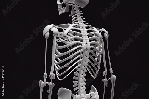 curved spine scoliosis, human skeleton with scoliosis, illustration Generative AI photo