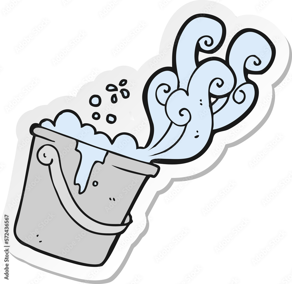 sticker of a cartoon cleaning bucket sticker of a cartoon cleaning bucket