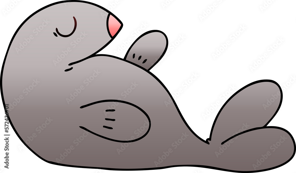 quirky gradient shaded cartoon seal