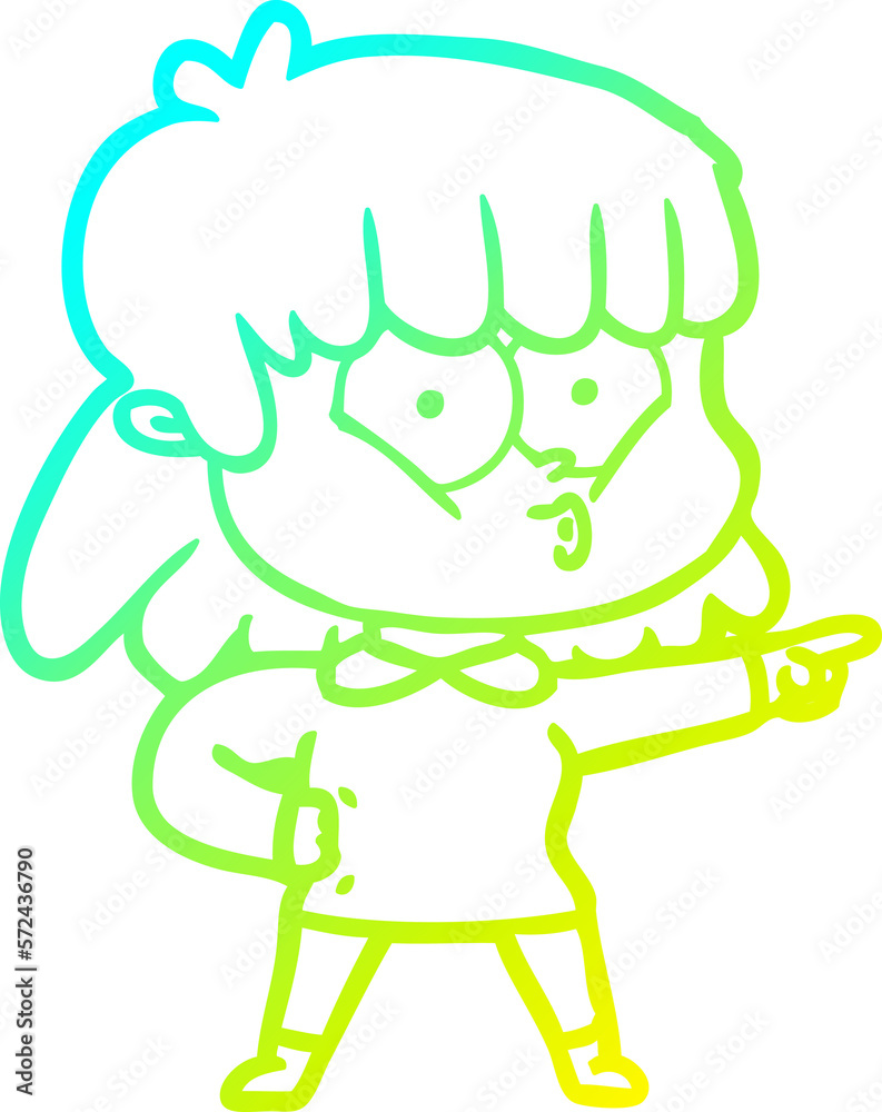 cold gradient line drawing cartoon whistling girl cold gradient line drawing cartoon whistling girl
