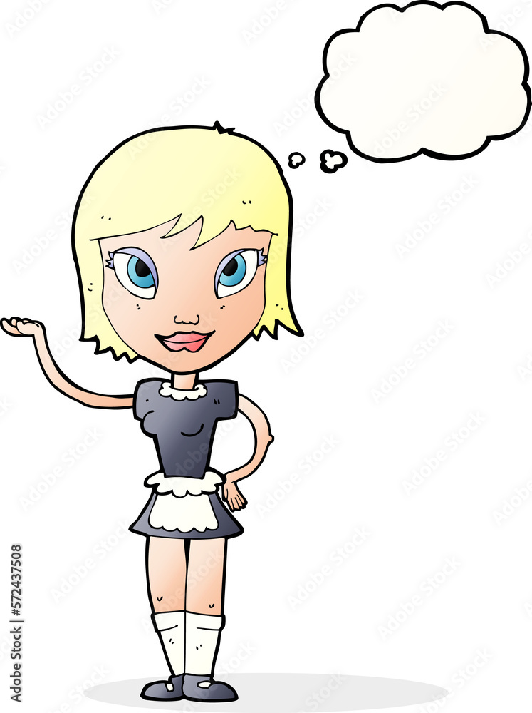 cartoon maid with thought bubble cartoon maid with thought bubble