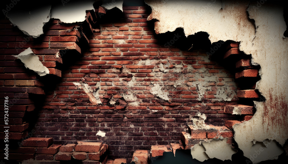 custom made wallpaper toronto digitala broken brick wall, decayed