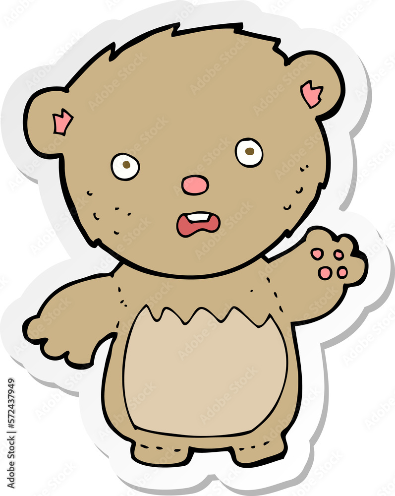 sticker of a cartoon worried teddy bear sticker of a cartoon worried teddy bear