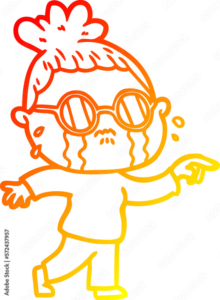 warm gradient line drawing cartoon crying woman wearing spectacles warm gradient line drawing cartoon crying woman wearing spectacles
