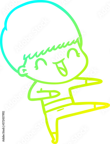 cold gradient line drawing happy cartoon boy