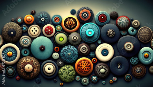 colorful buttons in different sizes