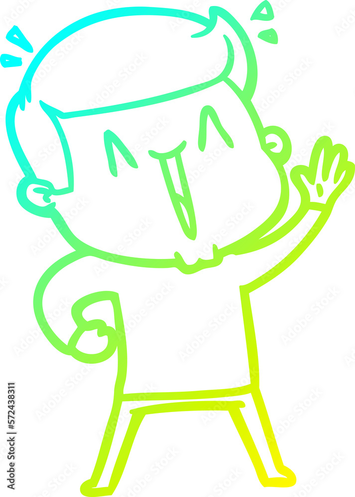 cold gradient line drawing cartoon happy man cold gradient line drawing cartoon happy man