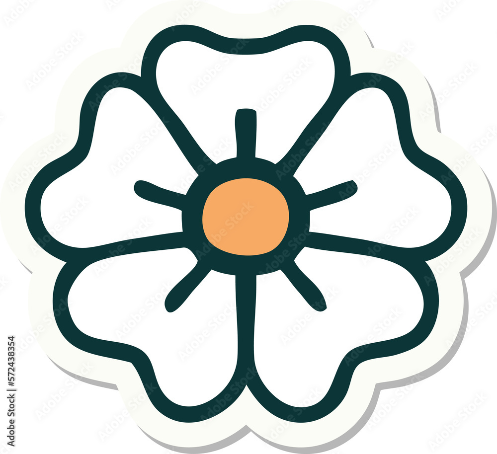 tattoo style sticker of a flower tattoo style sticker of a flower
