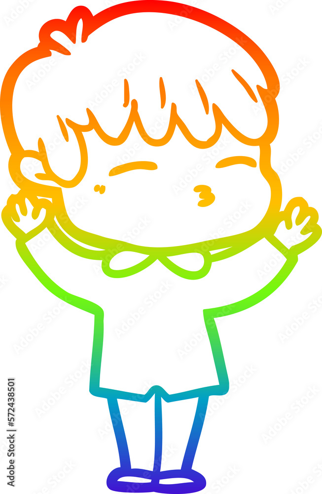 rainbow gradient line drawing cartoon curious boy rainbow gradient line drawing cartoon curious boy