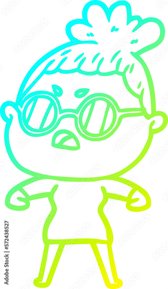 Obraz premium cold gradient line drawing cartoon annoyed woman