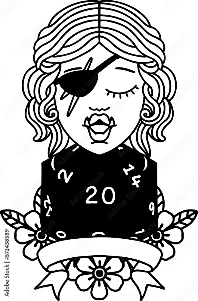 half orc rogue character with natural twenty dice roll illustration half orc rogue character with natural twenty dice roll illustration