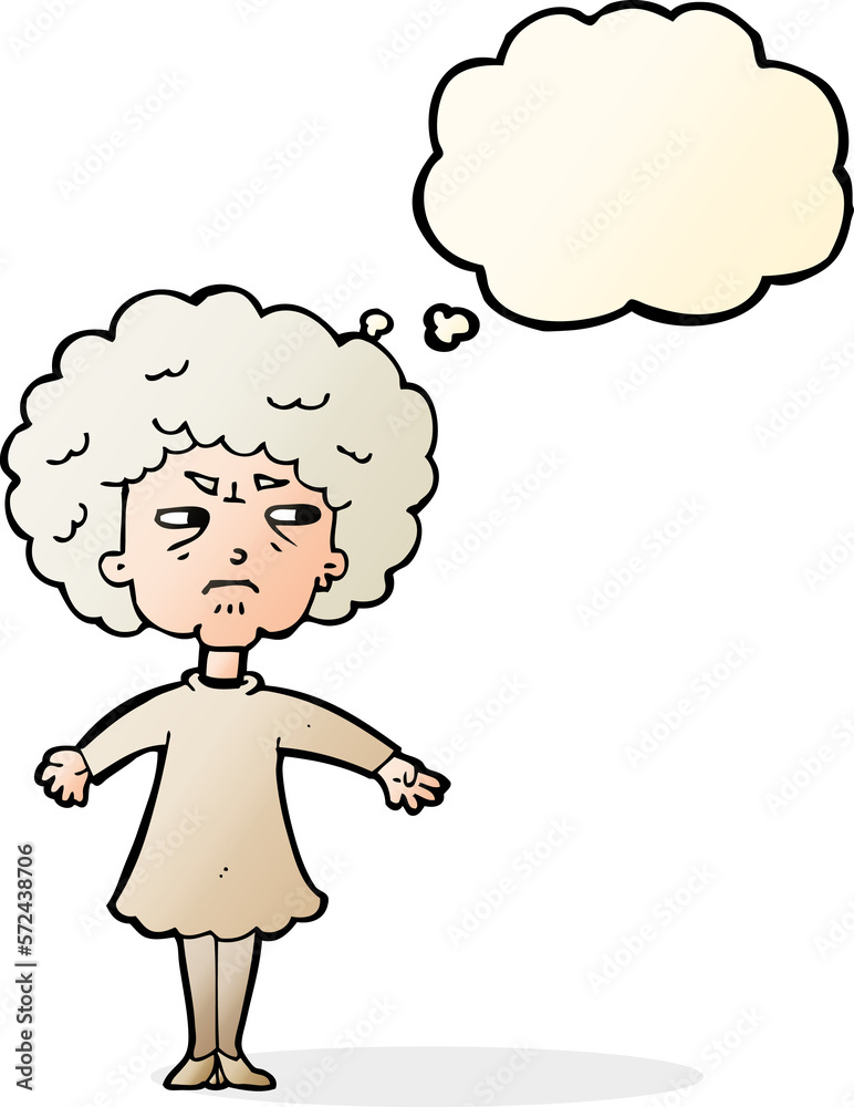 cartoon bitter old woman with thought bubble cartoon bitter old woman with thought bubble