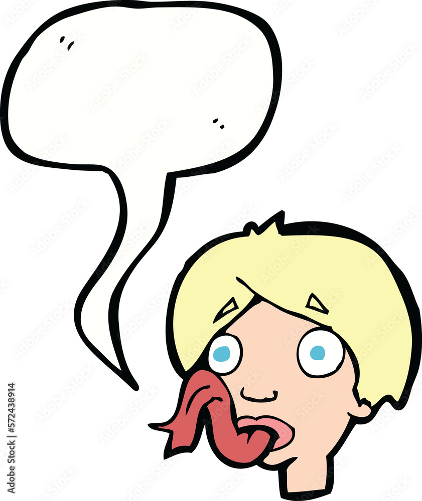 cartoon head sticking out tongue with speech bubble cartoon head sticking out tongue with speech bubble