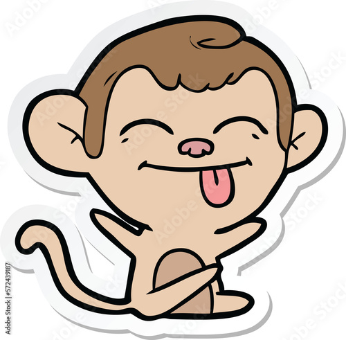 Sticker sticker of a funny cartoon monkey