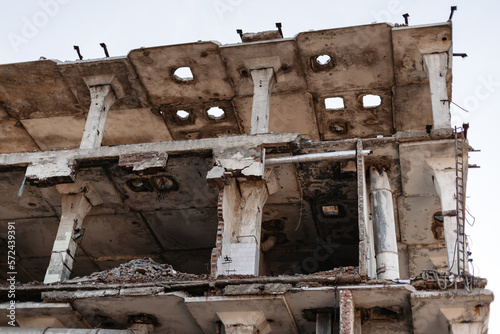 A building destroyed by missile strikes on the territory of Ukraine