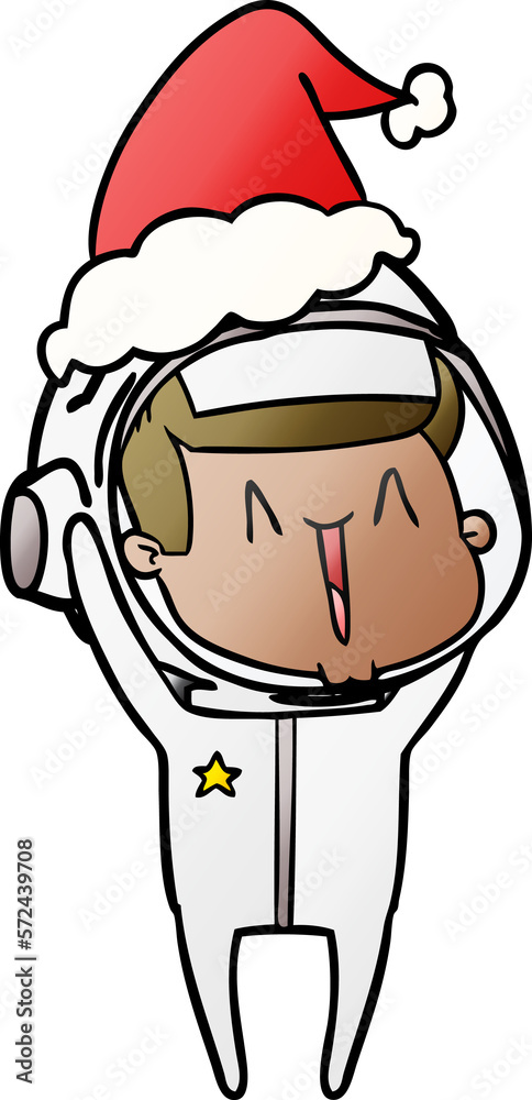happy gradient cartoon of a astronaut wearing santa hat happy gradient cartoon of a astronaut wearing santa hat