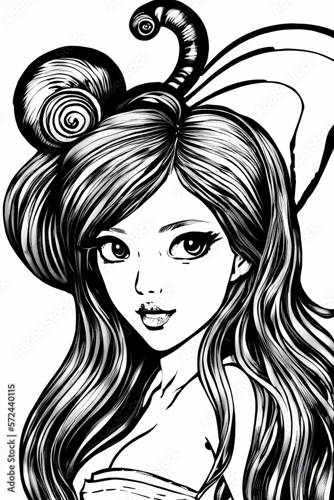 Fairy Lineart Black and White.