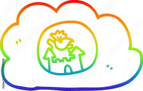 Fototapeta Naklejka Na Ścianę i Meble -  rainbow gradient line drawing cartoon god in heaven