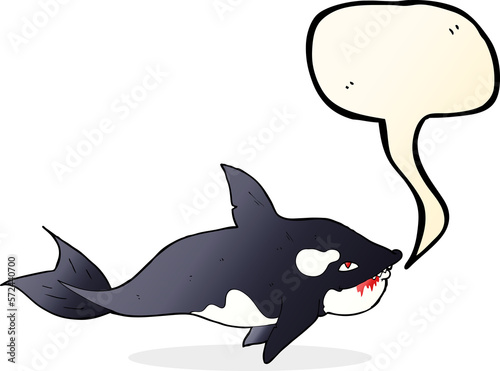 cartoon killer whale with speech bubble