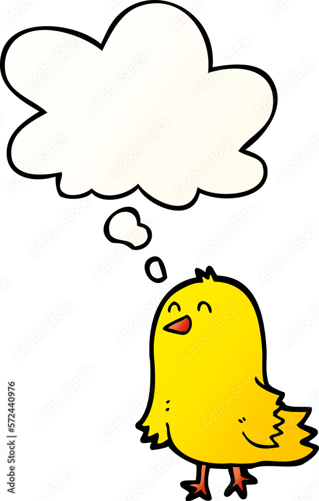 cartoon bird and thought bubble in smooth gradient style cartoon bird and thought bubble in smooth gradient style