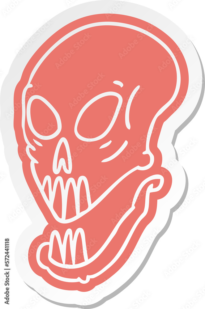 cartoon sticker of a skull head cartoon sticker of a skull head