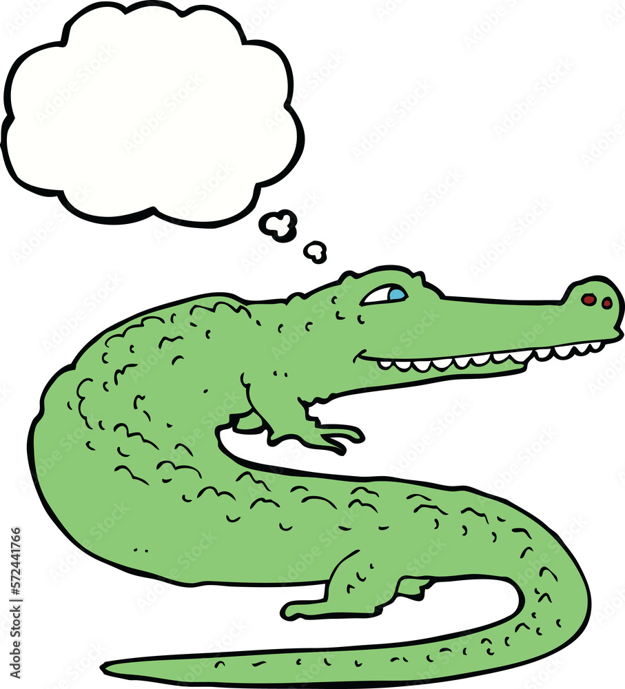 Fototapeta premium cartoon crocodile with thought bubble