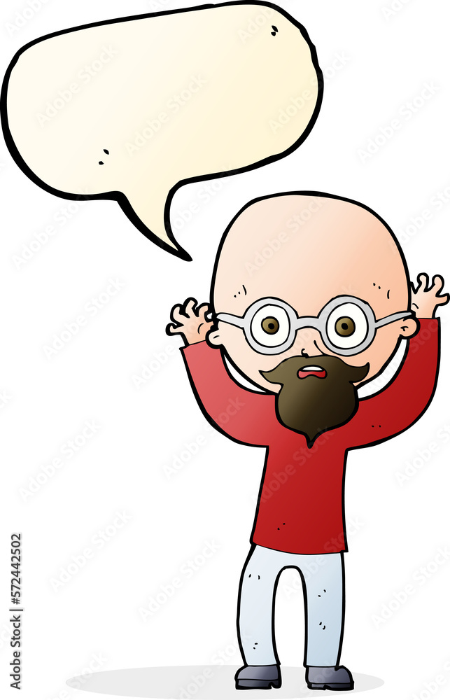 cartoon stressed bald man with speech bubble cartoon stressed bald man with speech bubble