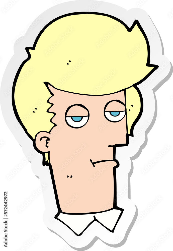 sticker of a cartoon bored man