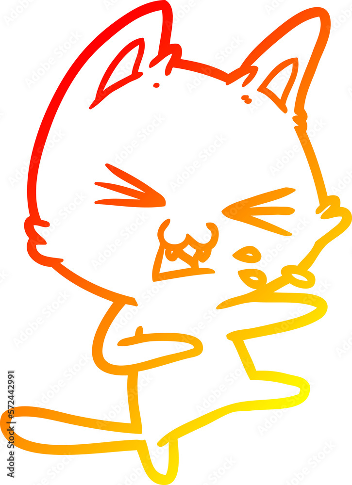 warm gradient line drawing cartoon cat hissing warm gradient line drawing cartoon cat hissing