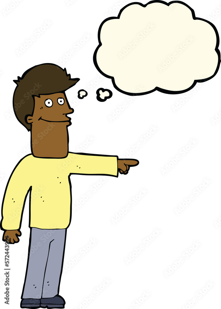 cartoon man pointing with thought bubble cartoon man pointing with thought bubble