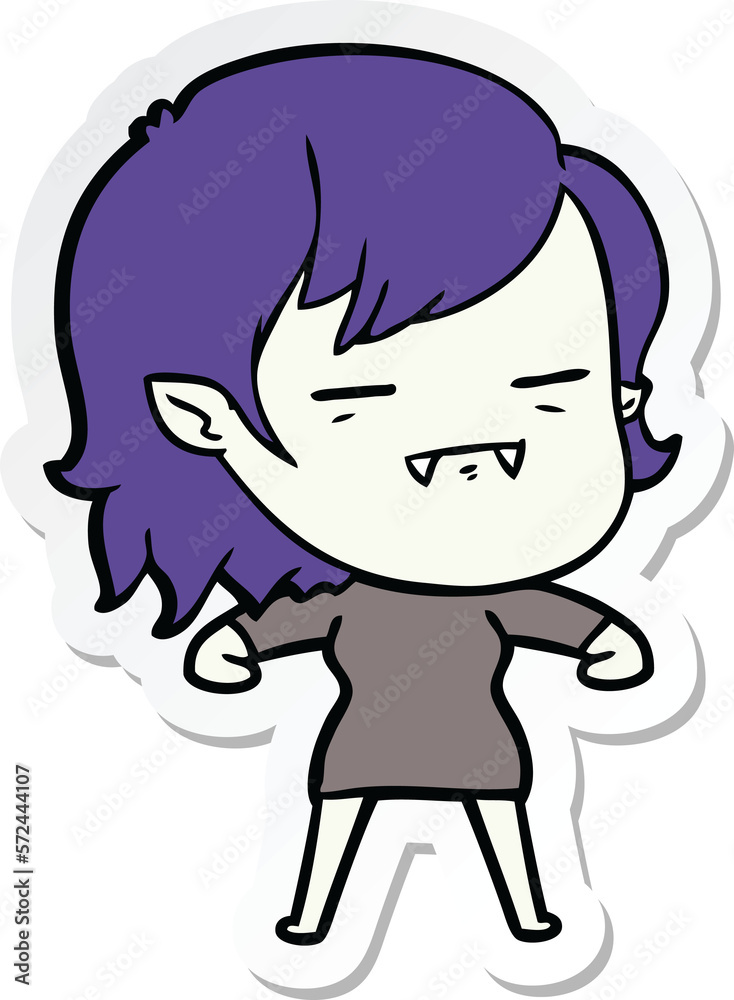 sticker of a cartoon undead vampire girl sticker of a cartoon undead vampire girl
