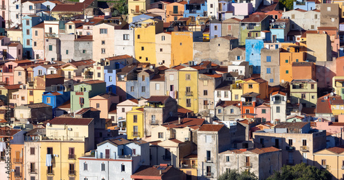 Homes and Apartments in Touristic Town. Bosa, Sardinia, Italy. Sunny Fall Season Day. © edb3_16