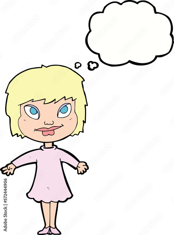 cartoon girl shrugging shoulders with thought bubble cartoon girl shrugging shoulders with thought bubble