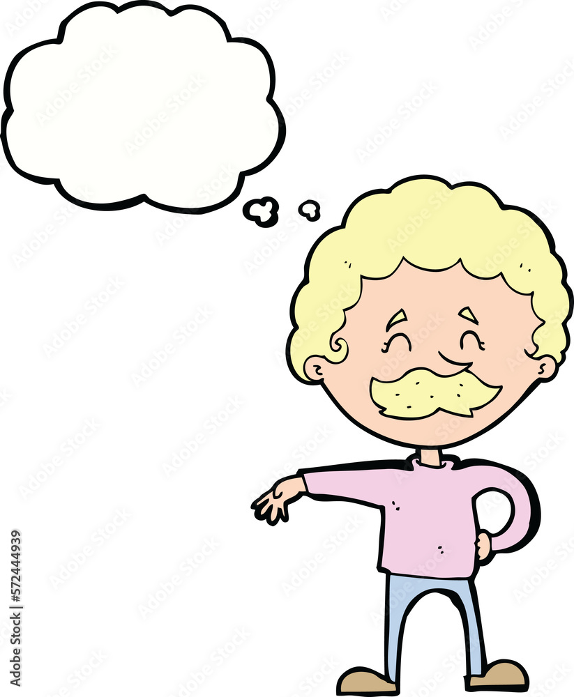 cartoon man making camp gesture with thought bubble cartoon man making camp gesture with thought bubble