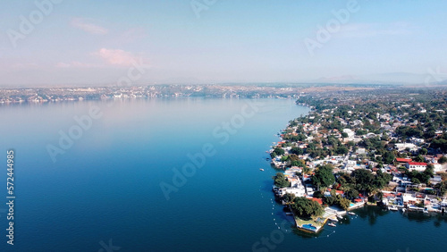 aerial view of  a lake town 
Tequesquitengo, México photo