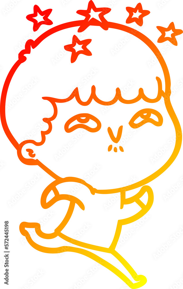 warm gradient line drawing cartoon amazed boy